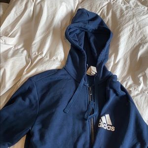 Navy blue zip up adidas hoodie